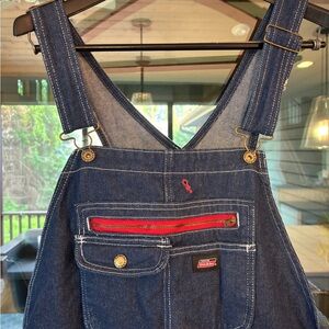 Dickies Blue Denim Overalls with Red Zipper
